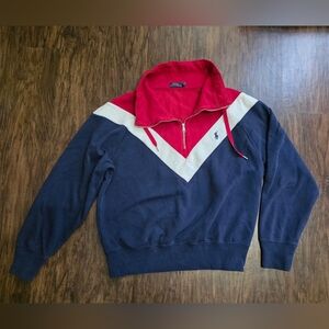 Polo by Ralph Lauren Men's Blue and Red Zip-Up Sweater